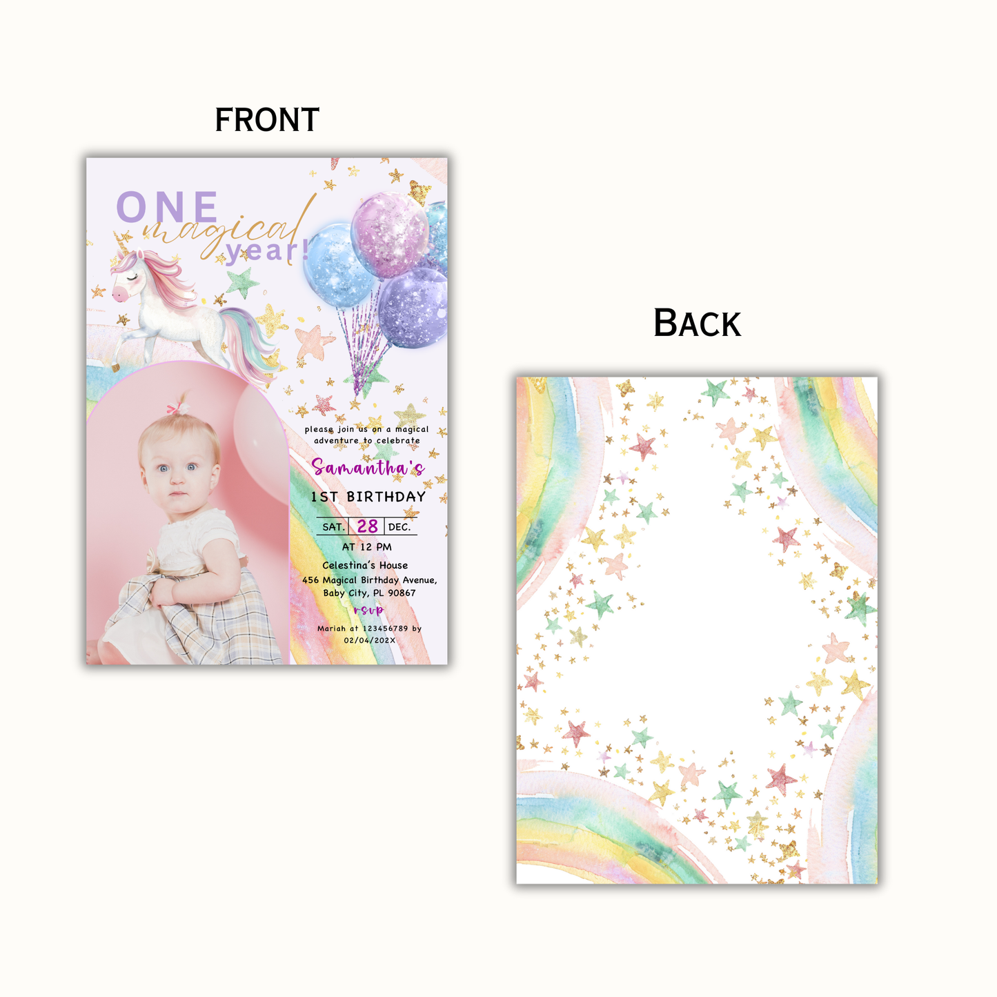 One Magical Year Birthday Invitation with Photo