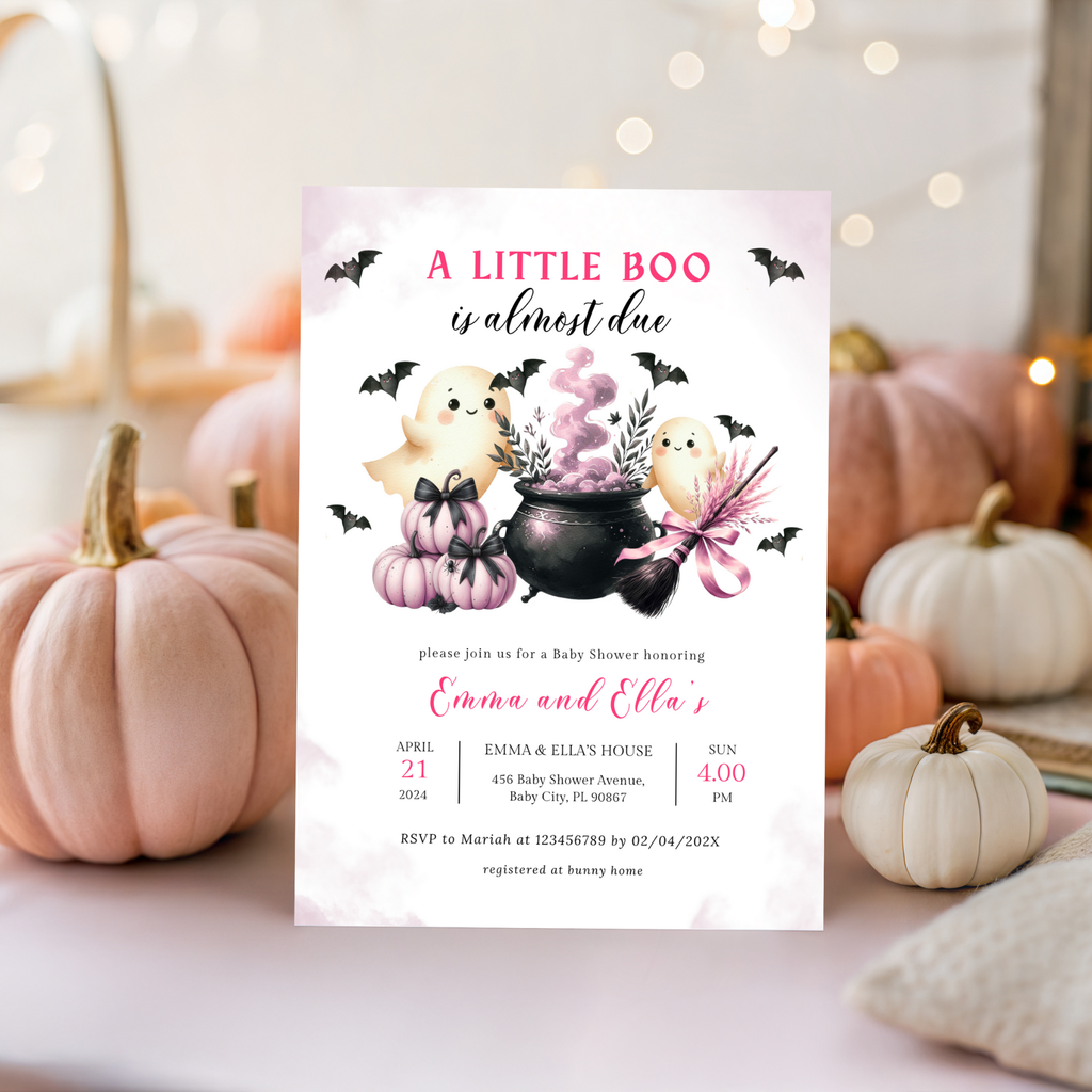Halloween Baby Shower Invitation Set | A Baby is Due