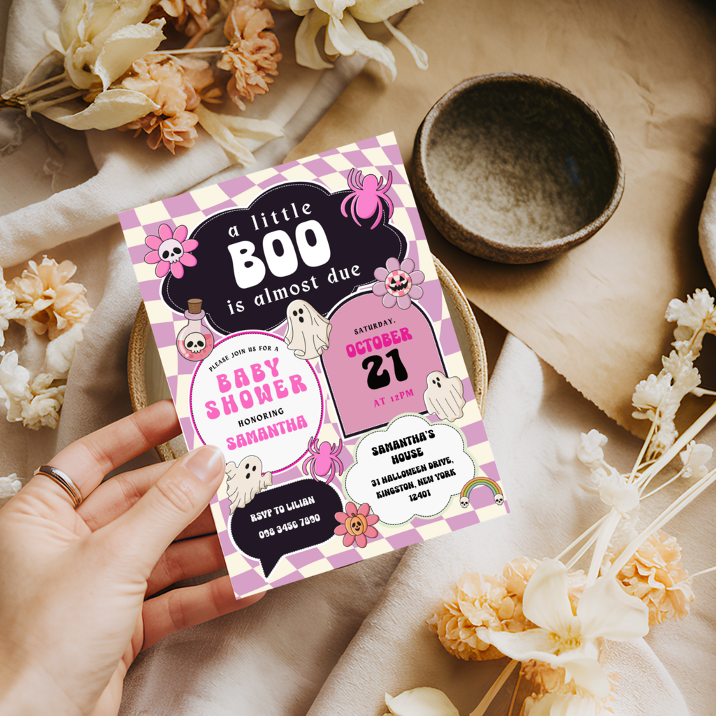 Little Boo Shower Invitation Bundle - Pink Retro