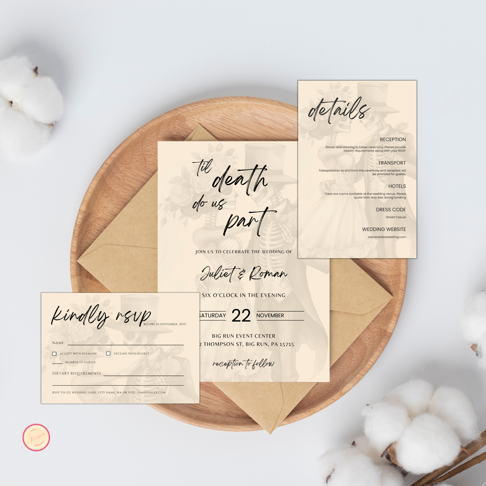 Halloween Gothic Wedding Invitation Set