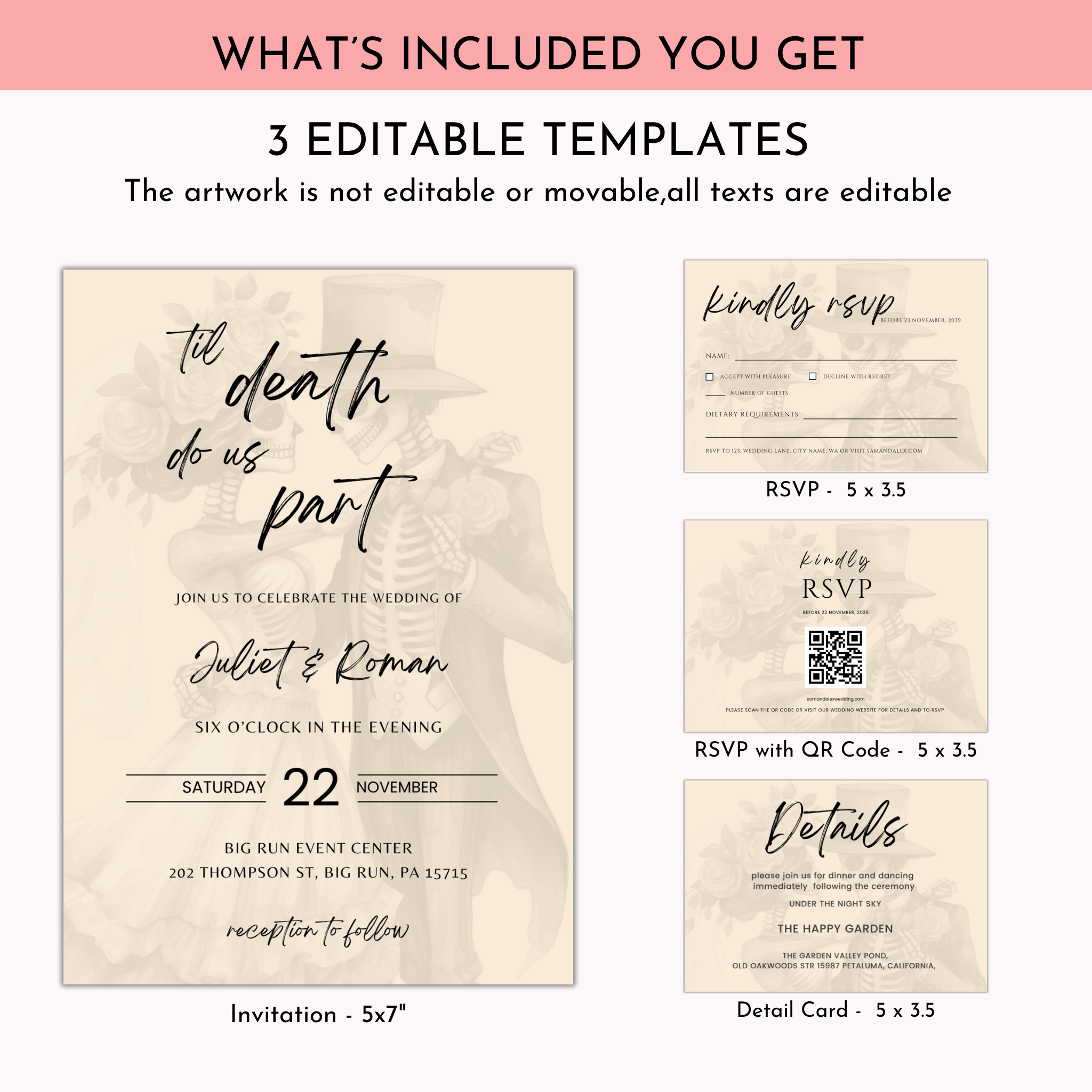 Gothic Wedding Invitation Set