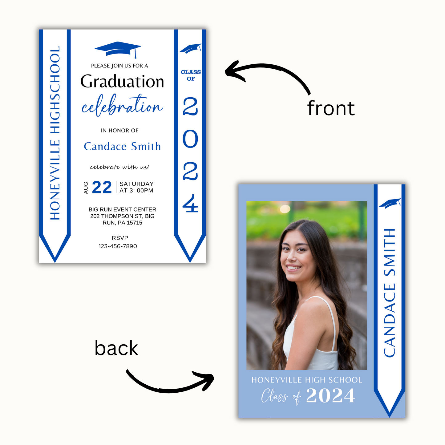 Graduation Invitation with Photo - Editable Template