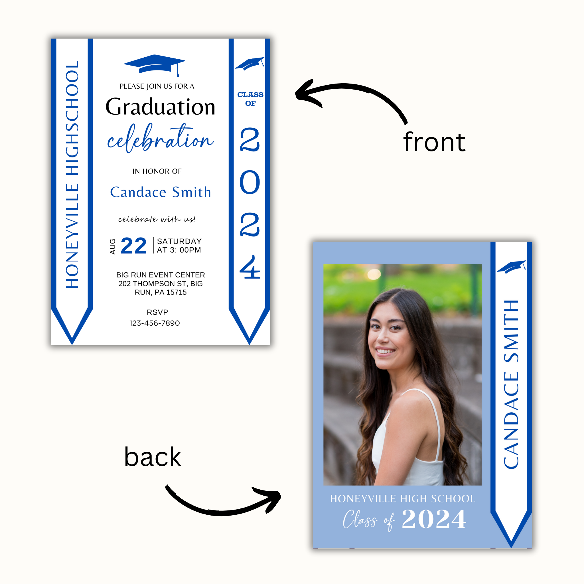 Graduation Invitation with Photo - Editable Template