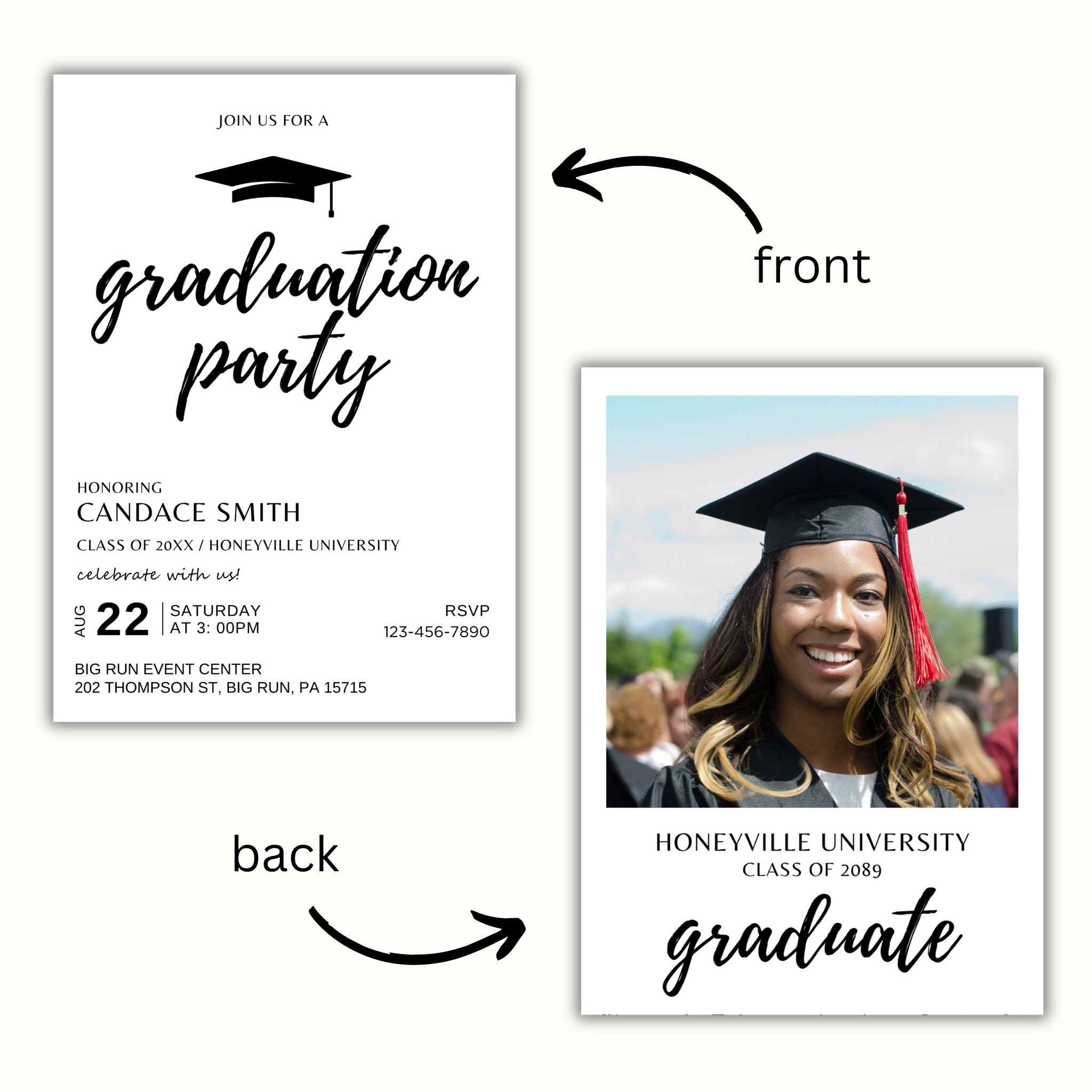 Graduation Party Invitation - Minimalist + Photo