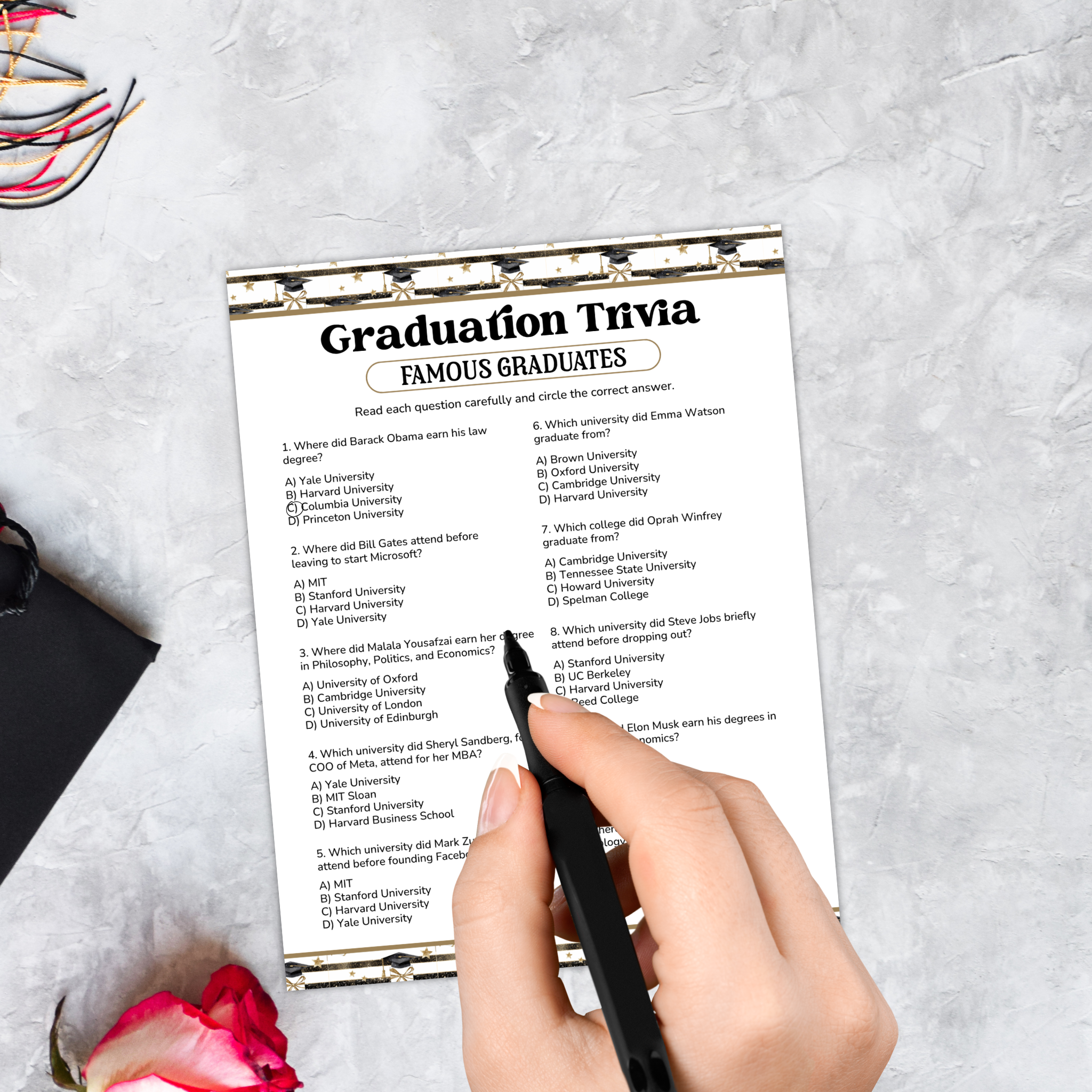 Famous Graduates Trivia Game