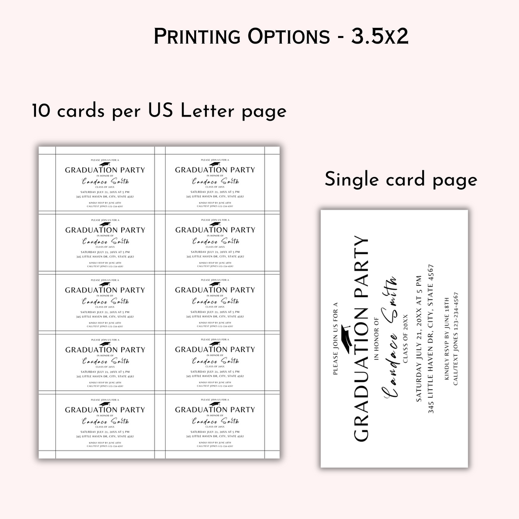 Graduation Party Invitation Insert Card