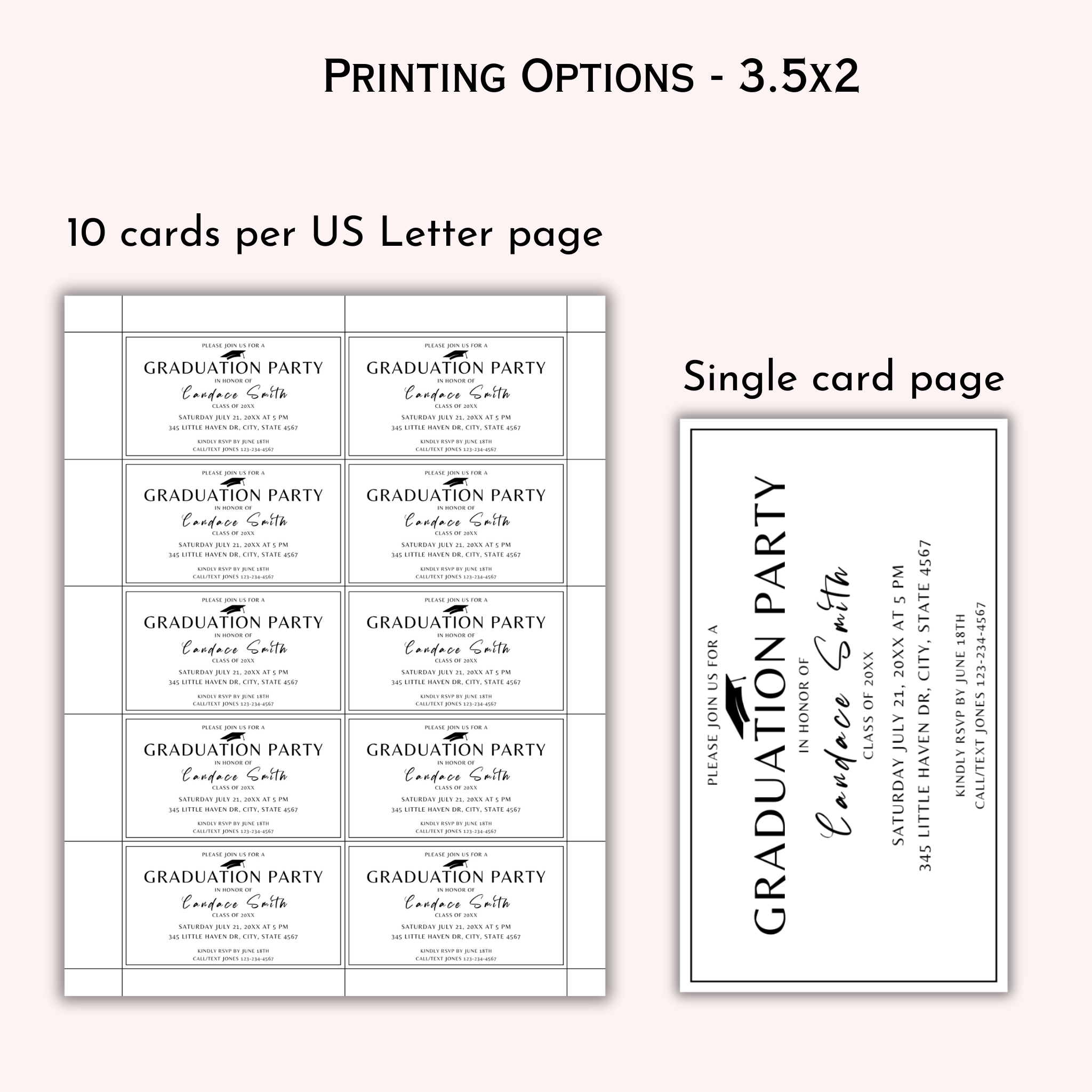 Graduation Party Invitation Insert Card