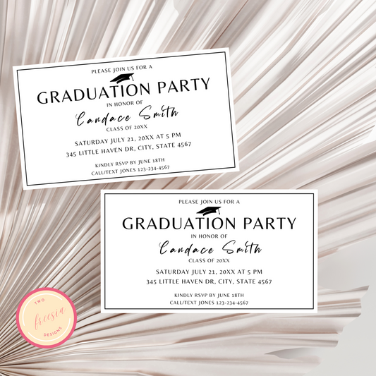 Graduation Party Invitation Insert Card