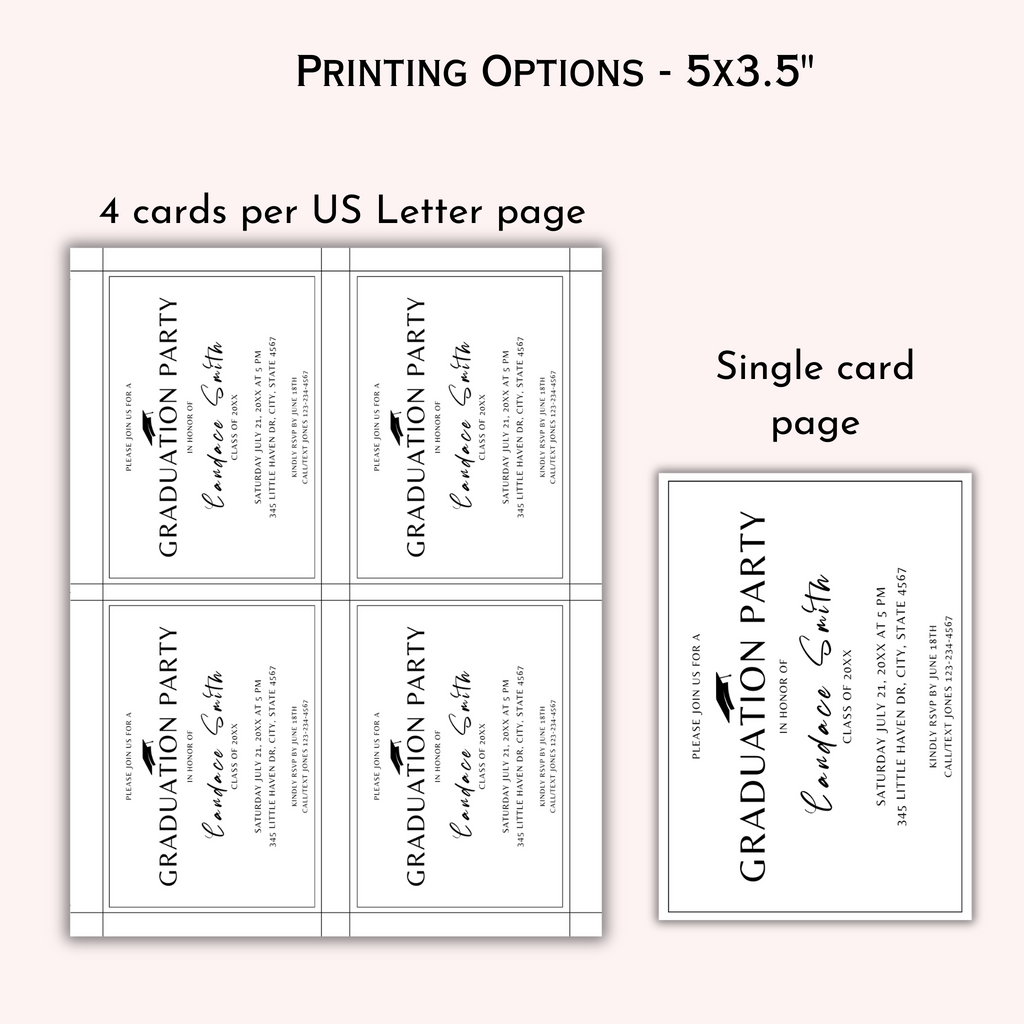 Graduation Party Invitation Insert Card