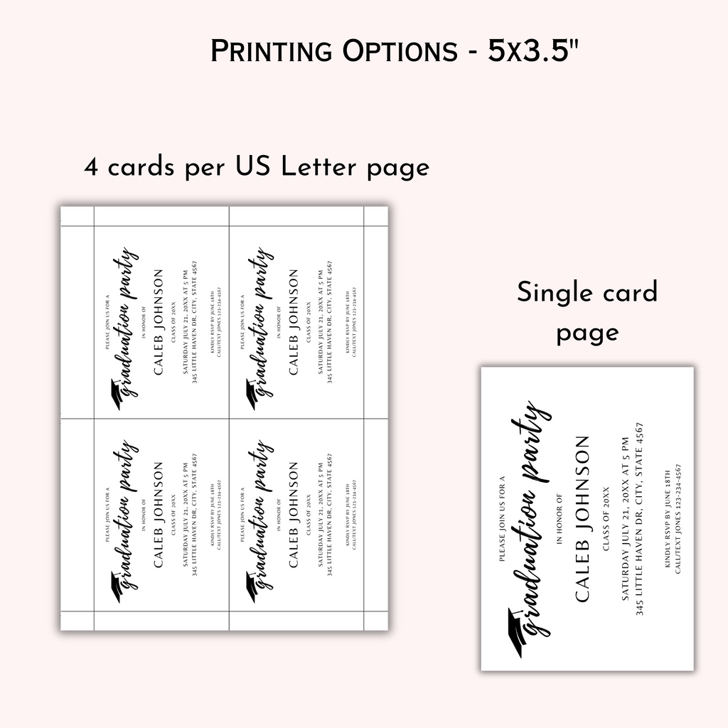 Modern Graduation Party Invitation Insert Card