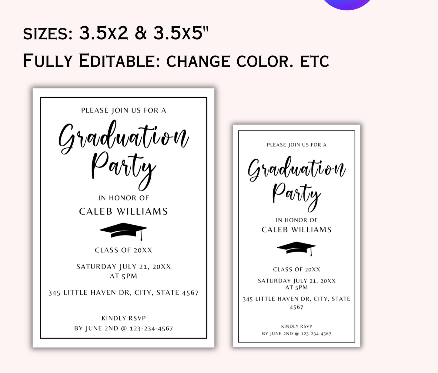 Graduation Party Invitation Inserts