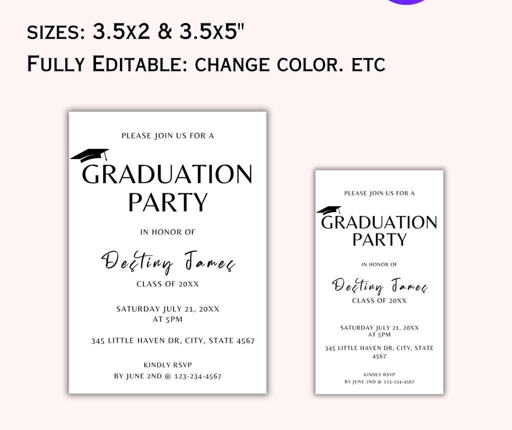 Editable Grad Party Inserts