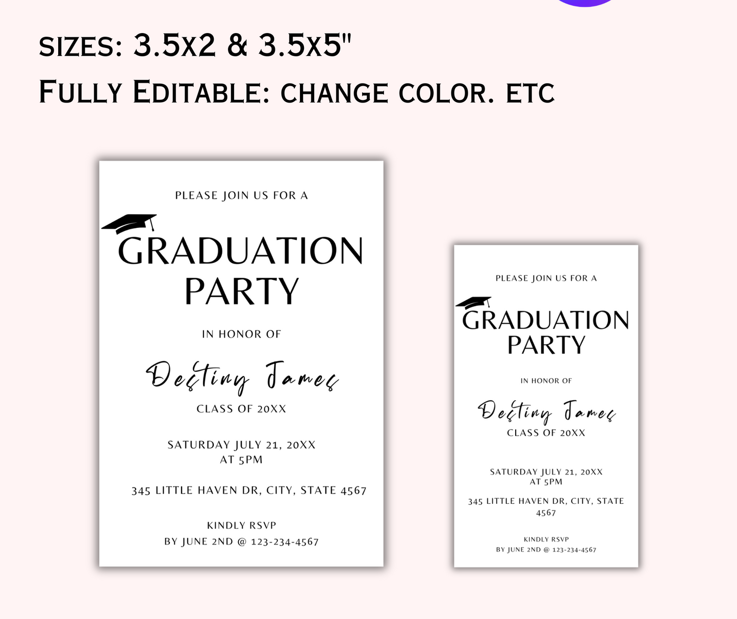 Editable Grad Party Inserts