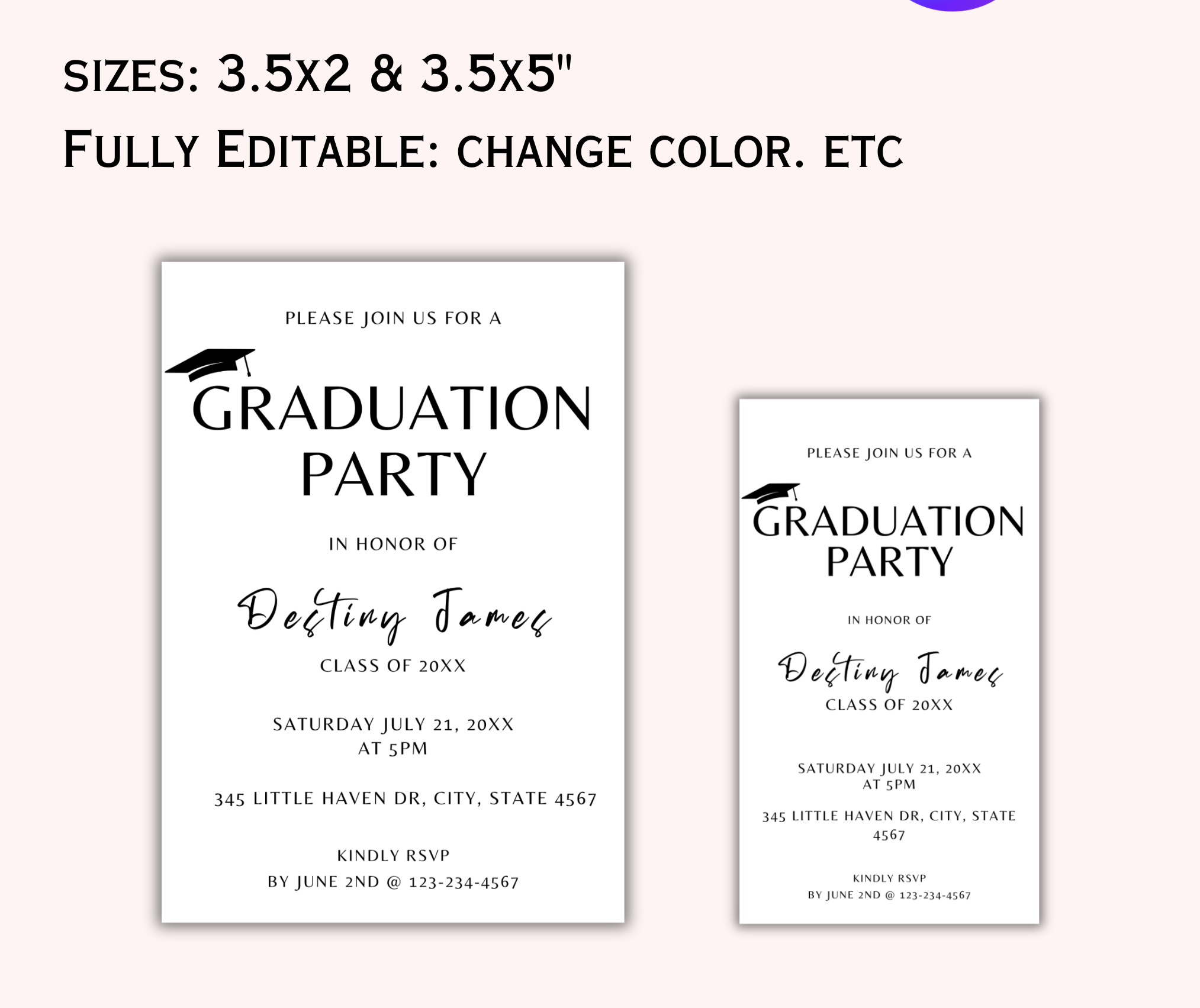 Editable Grad Party Inserts