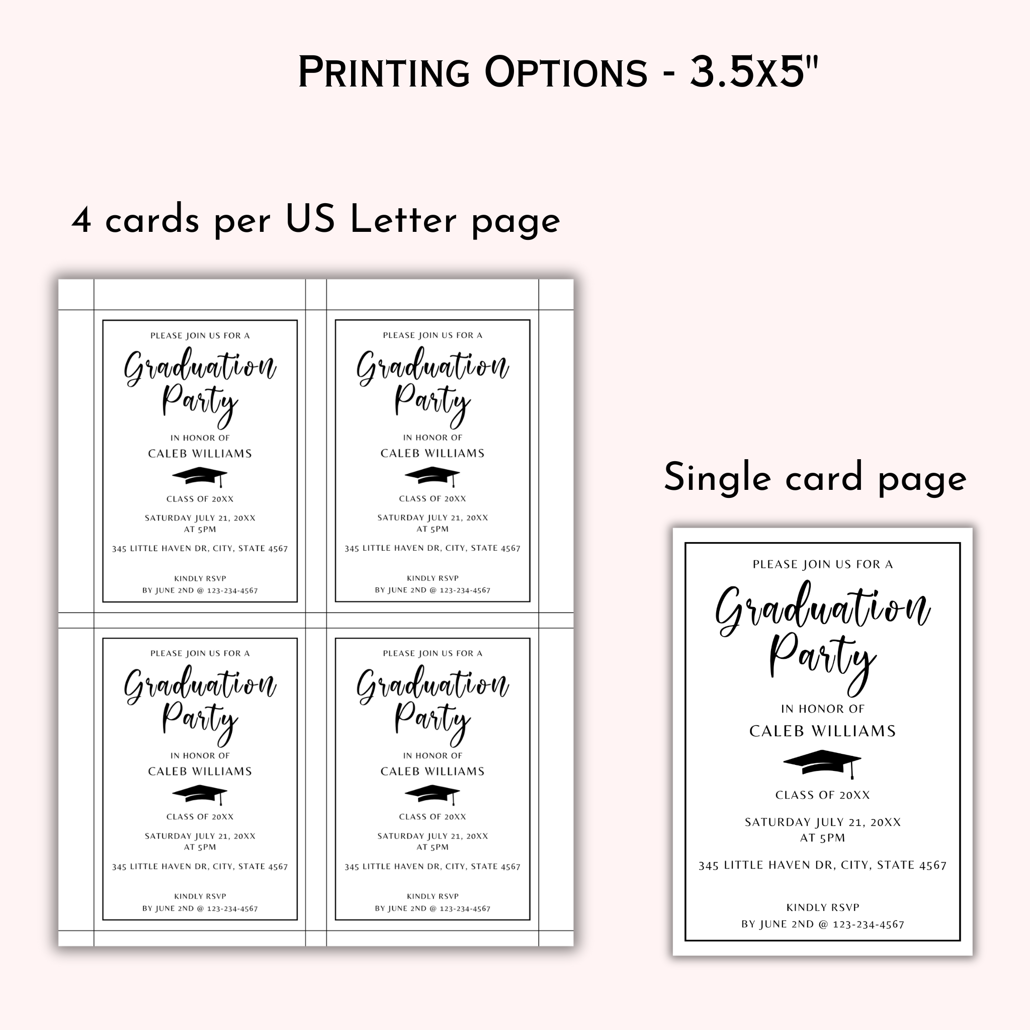 Graduation Party Invitation Inserts
