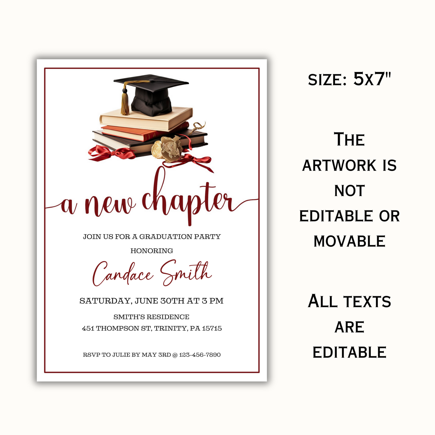 Grad Party Invite Template - A New Chapter