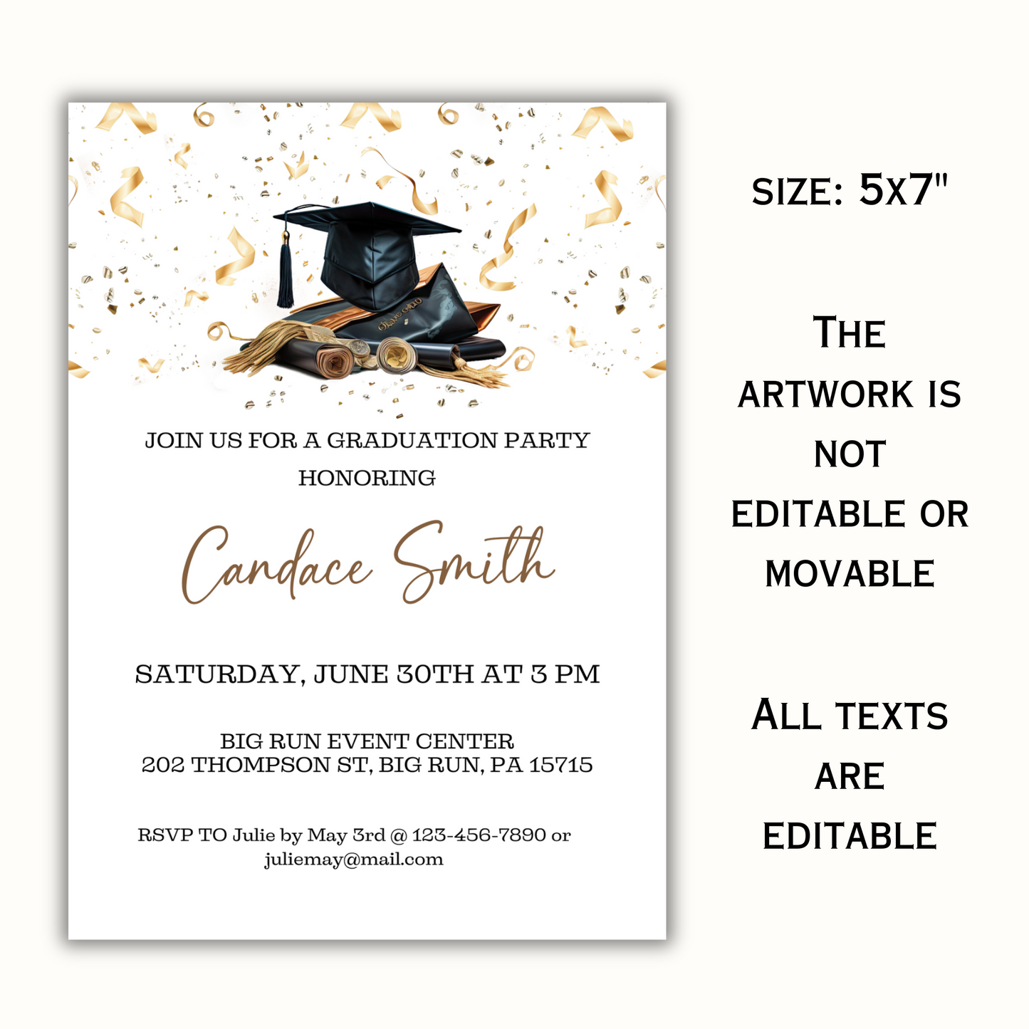 Graduation Invitation - Editable Template