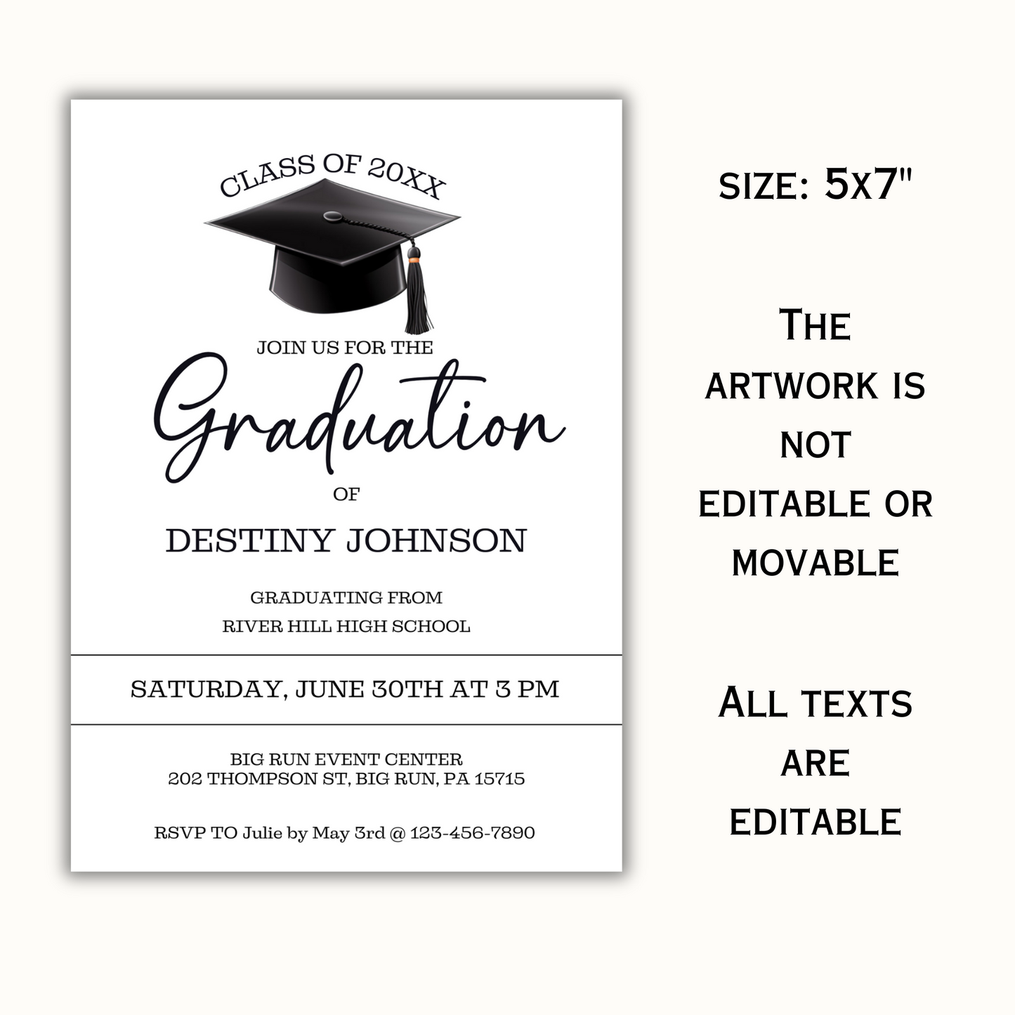 Graduation Party Invitation - Editable Template