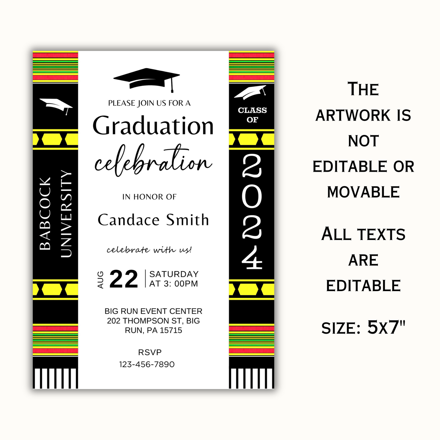 Kente Inspired - Graduation Invitation Template