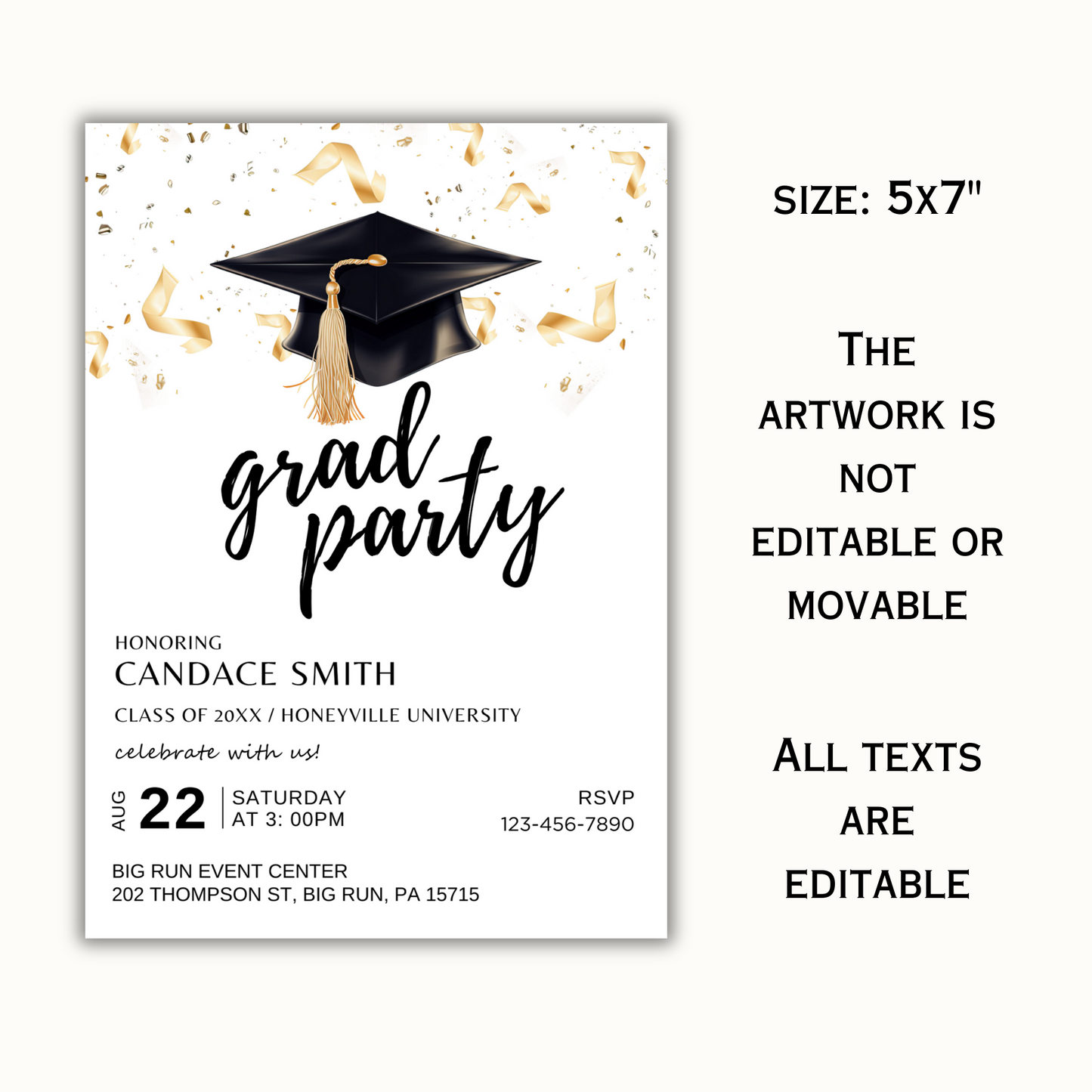 Editable Graduation Party Invitation Template