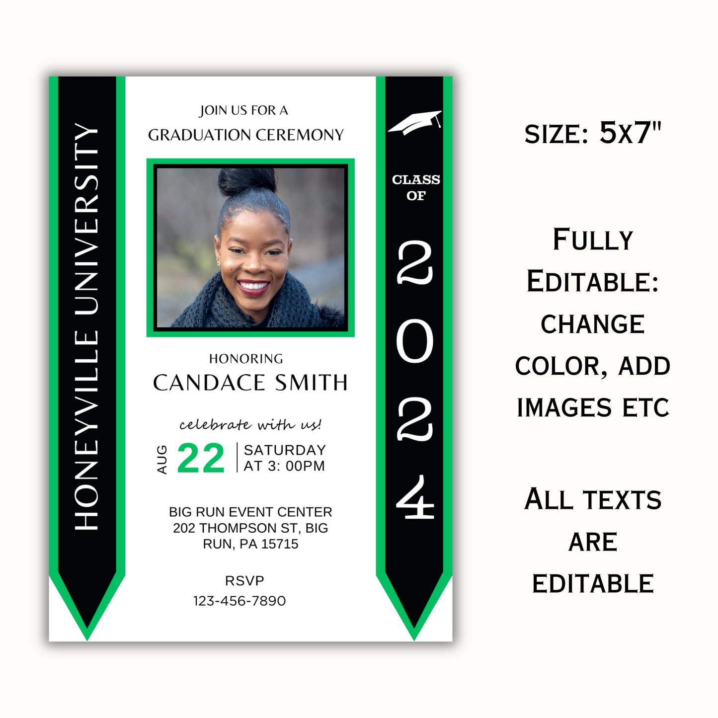 Graduation Invitation Template - Green