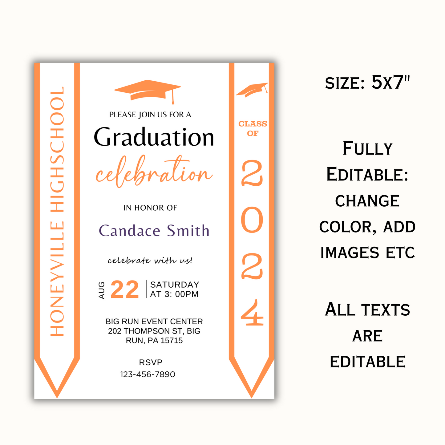 Editable Graduation Invitation with Photo