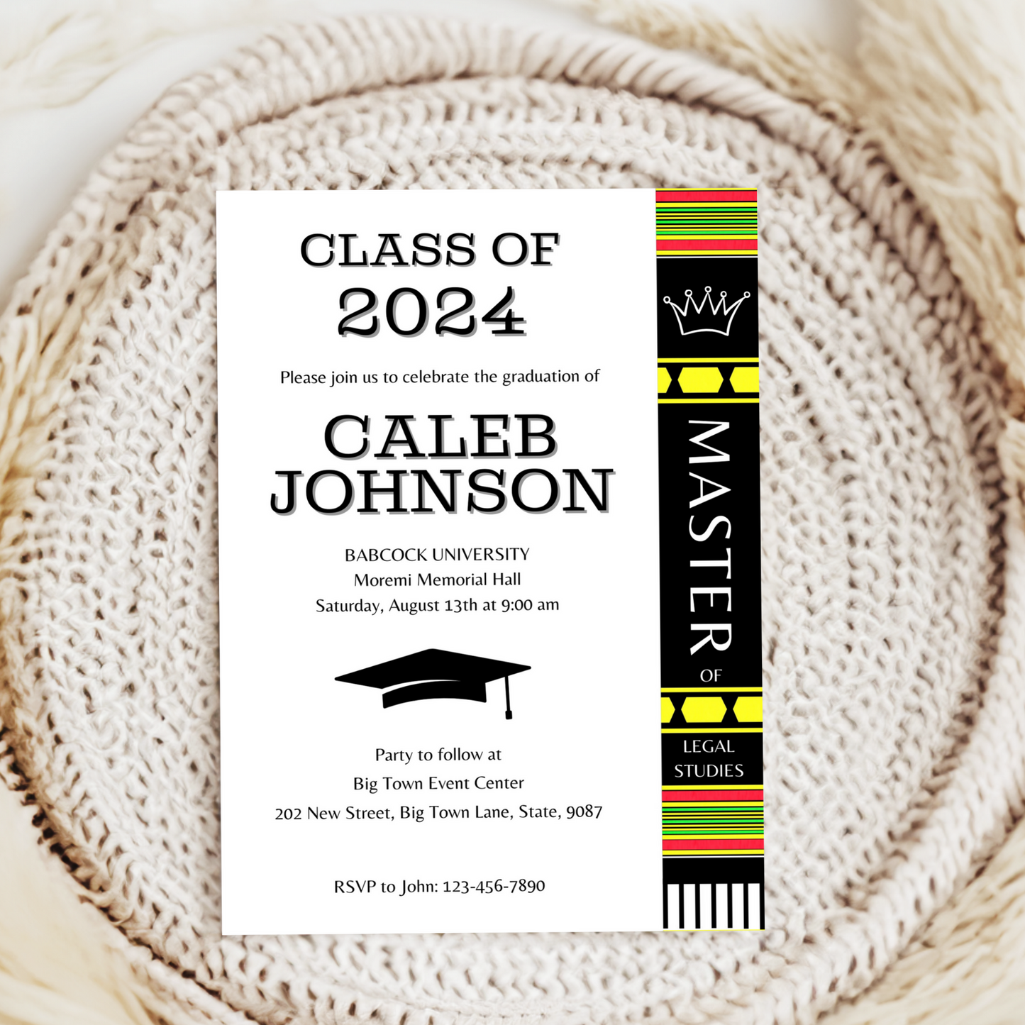 Editable Graduation Invitation Template - Kente Inspired