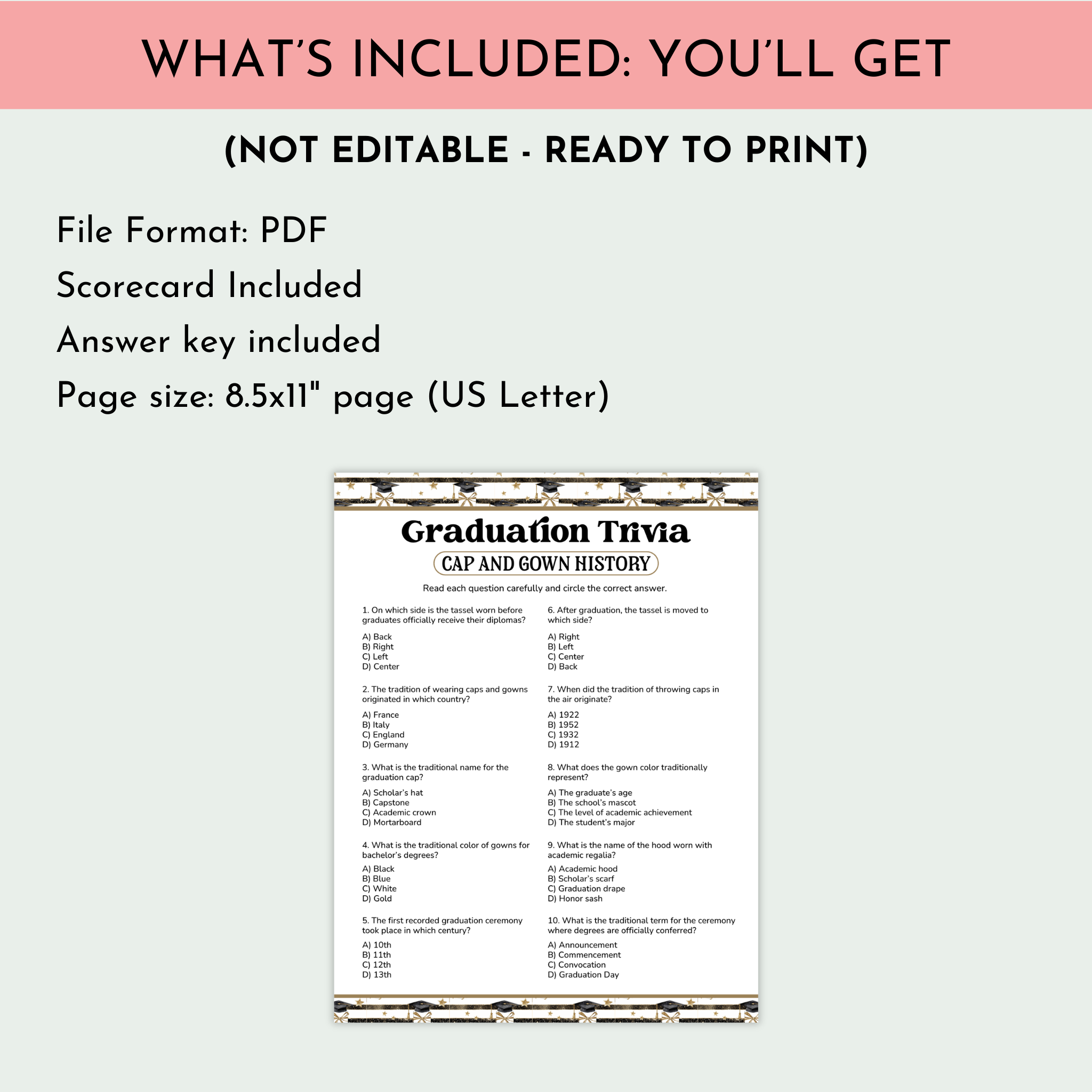 Graduation Cap & Gown Trivia