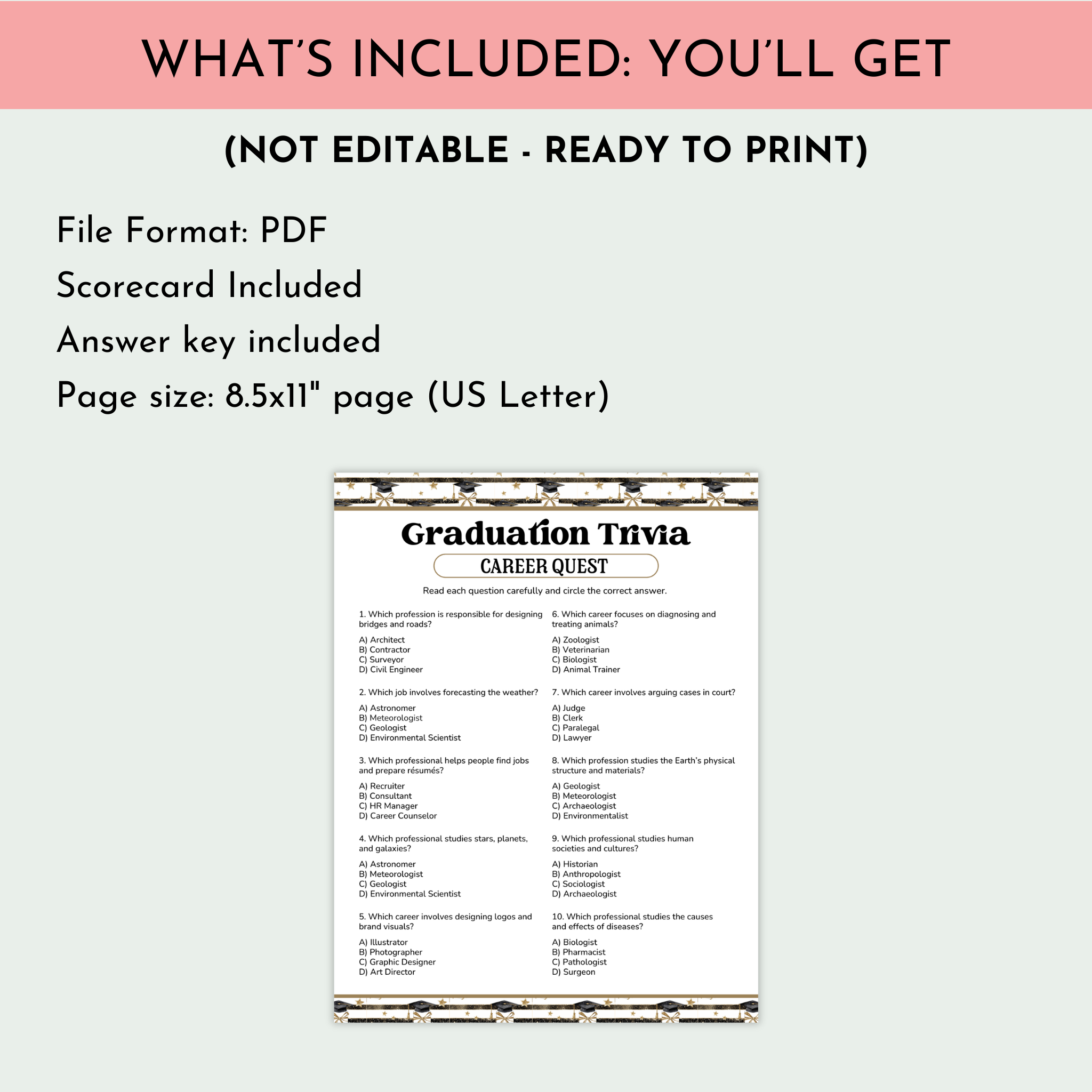 Graduation Career Quest Trivia