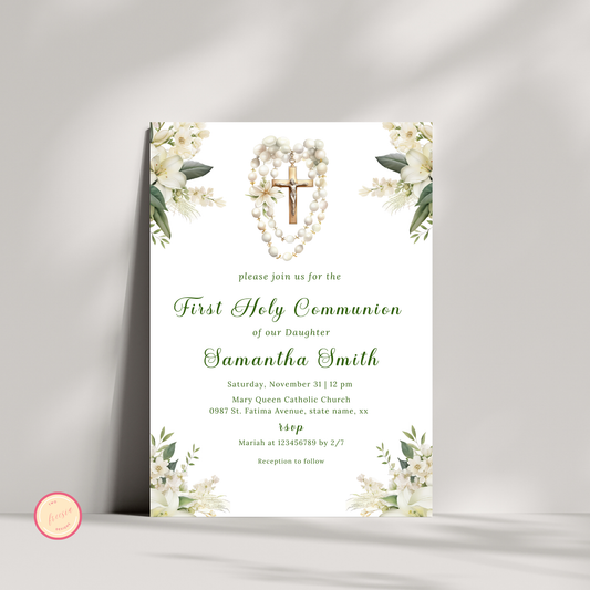First Holy Communion Invitation - Green