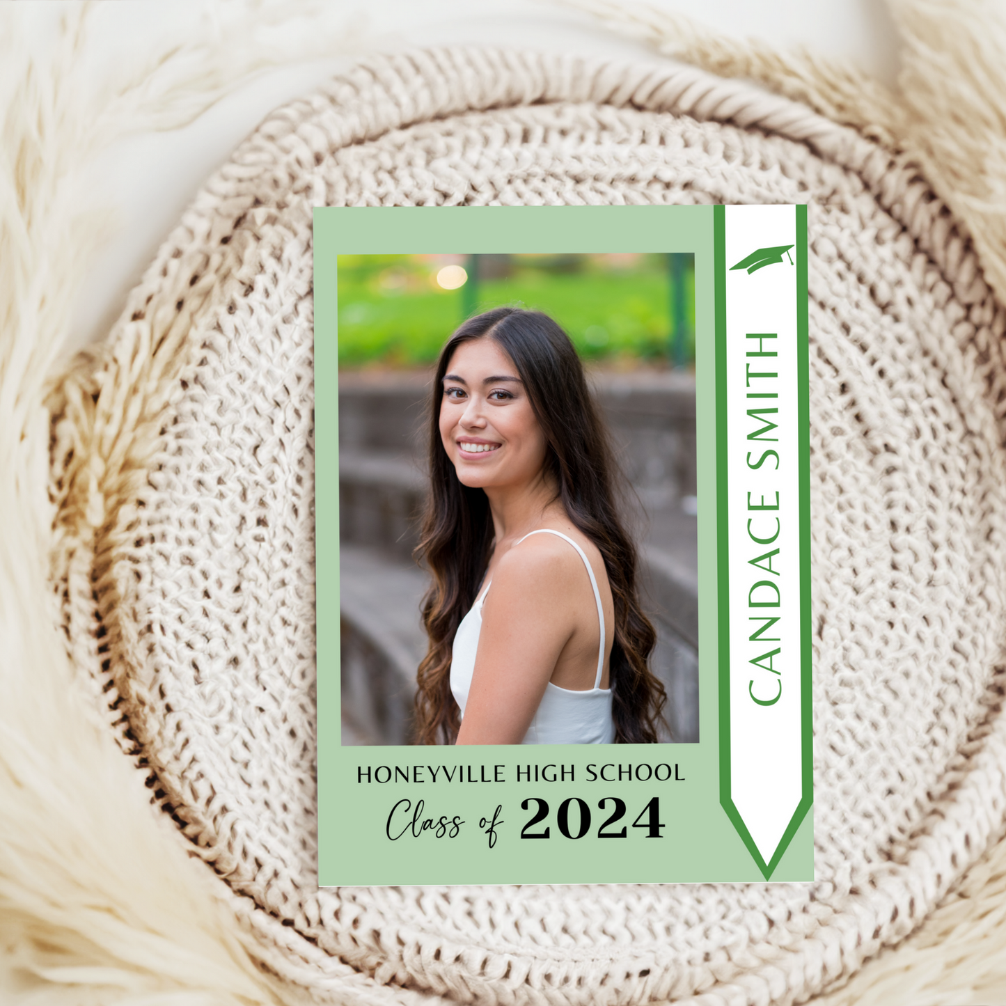 Editable Graduation Invitation with Photo - Green