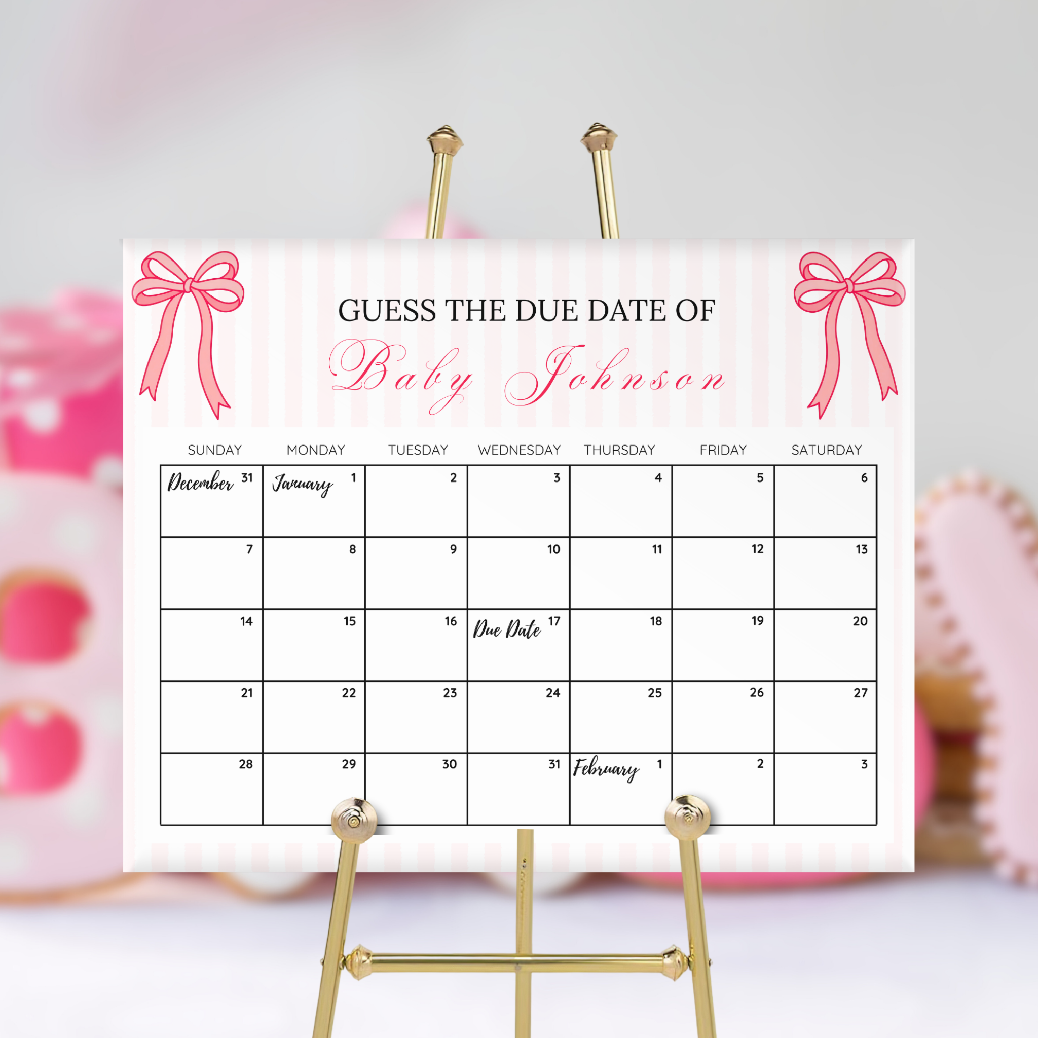 Pink Bow Baby Shower Bundle
