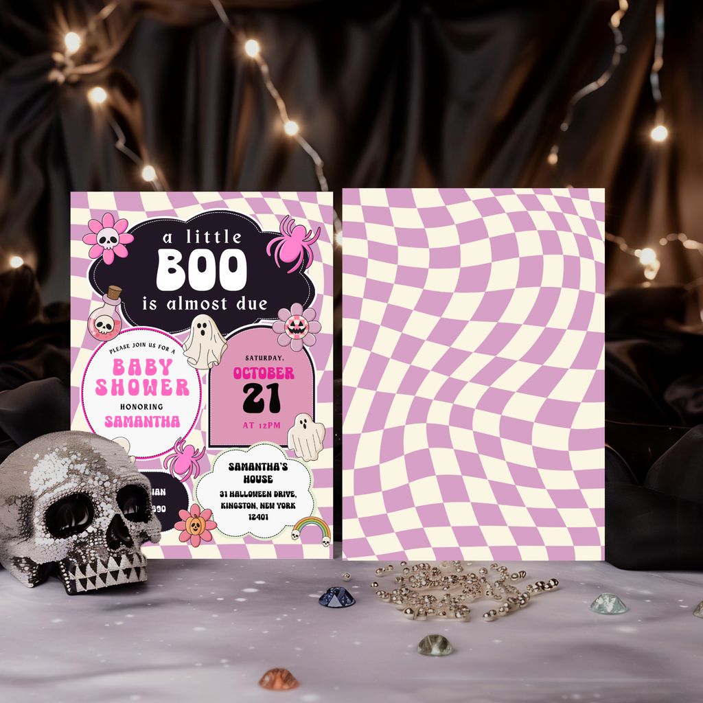Little Boo Shower Invitation Bundle - Pink Retro