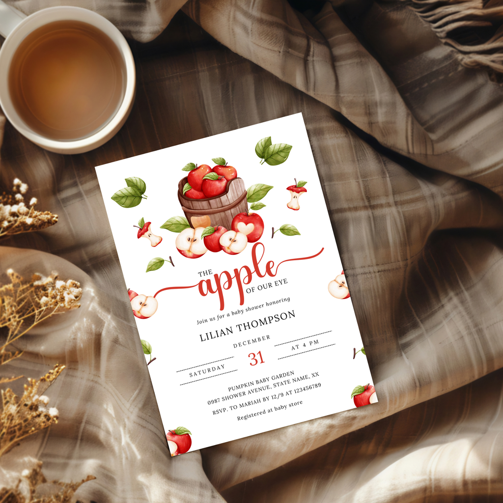 Apple Baby Shower Invitation Set