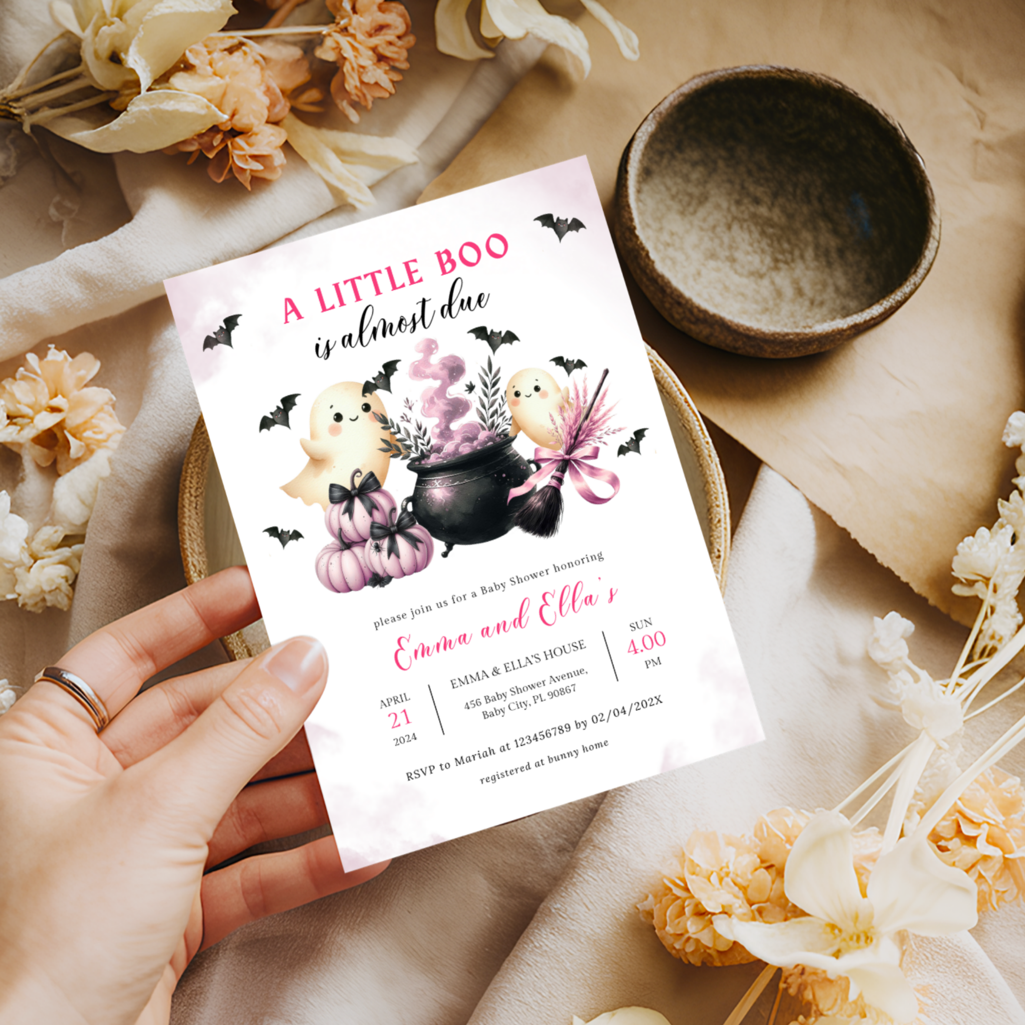 Halloween Baby Shower Invitation Set | A Baby is Due