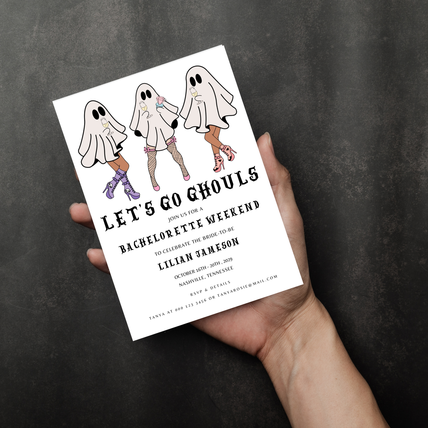 Let's Go Ghouls Bachelorette Invitation Template