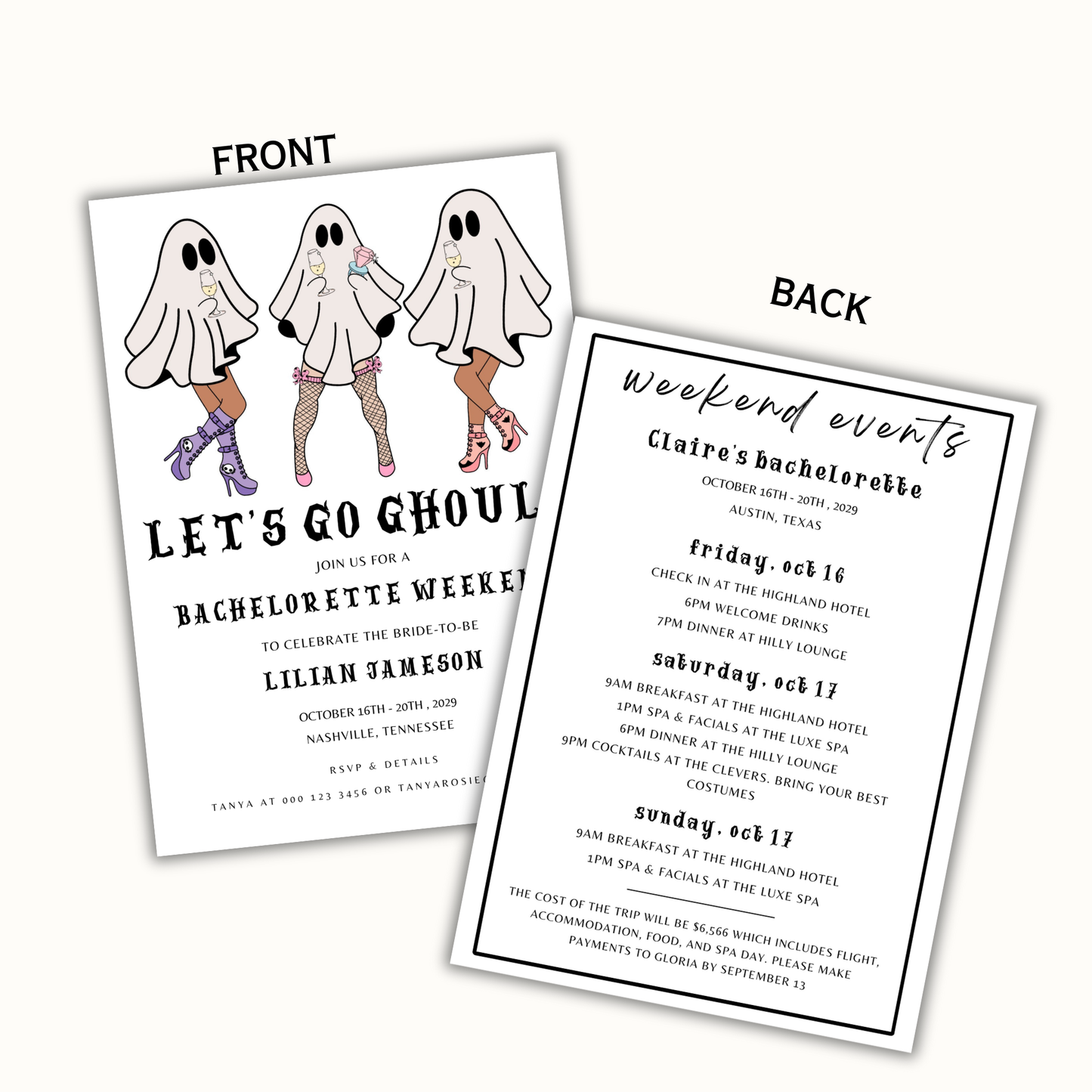 Let's Go Ghouls Bachelorette Invitation Template