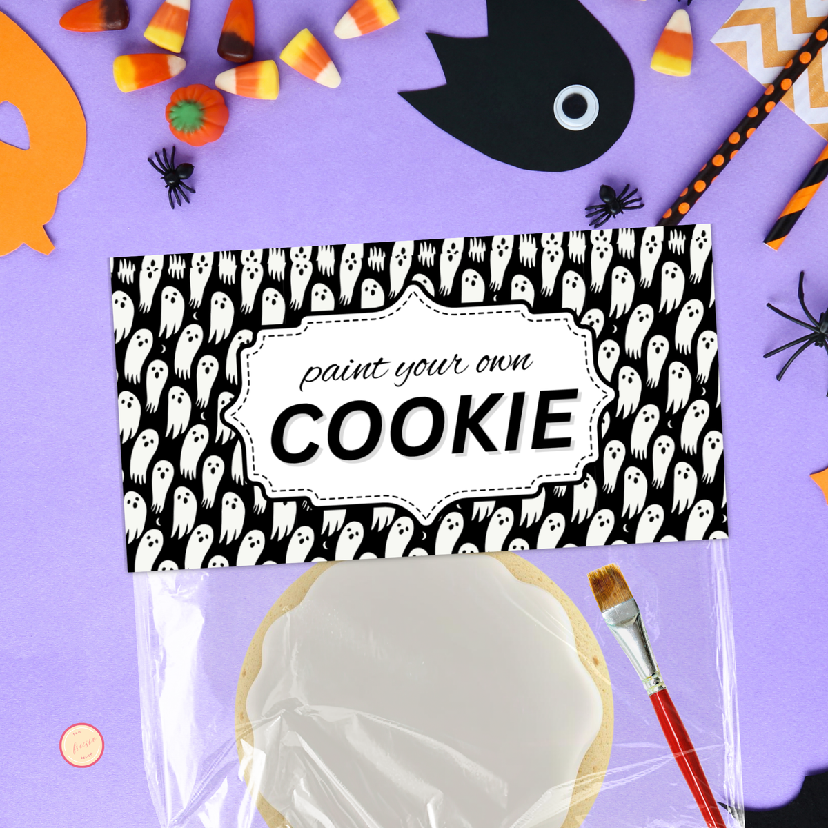 Halloween PYO Cookie Bag Topper - black