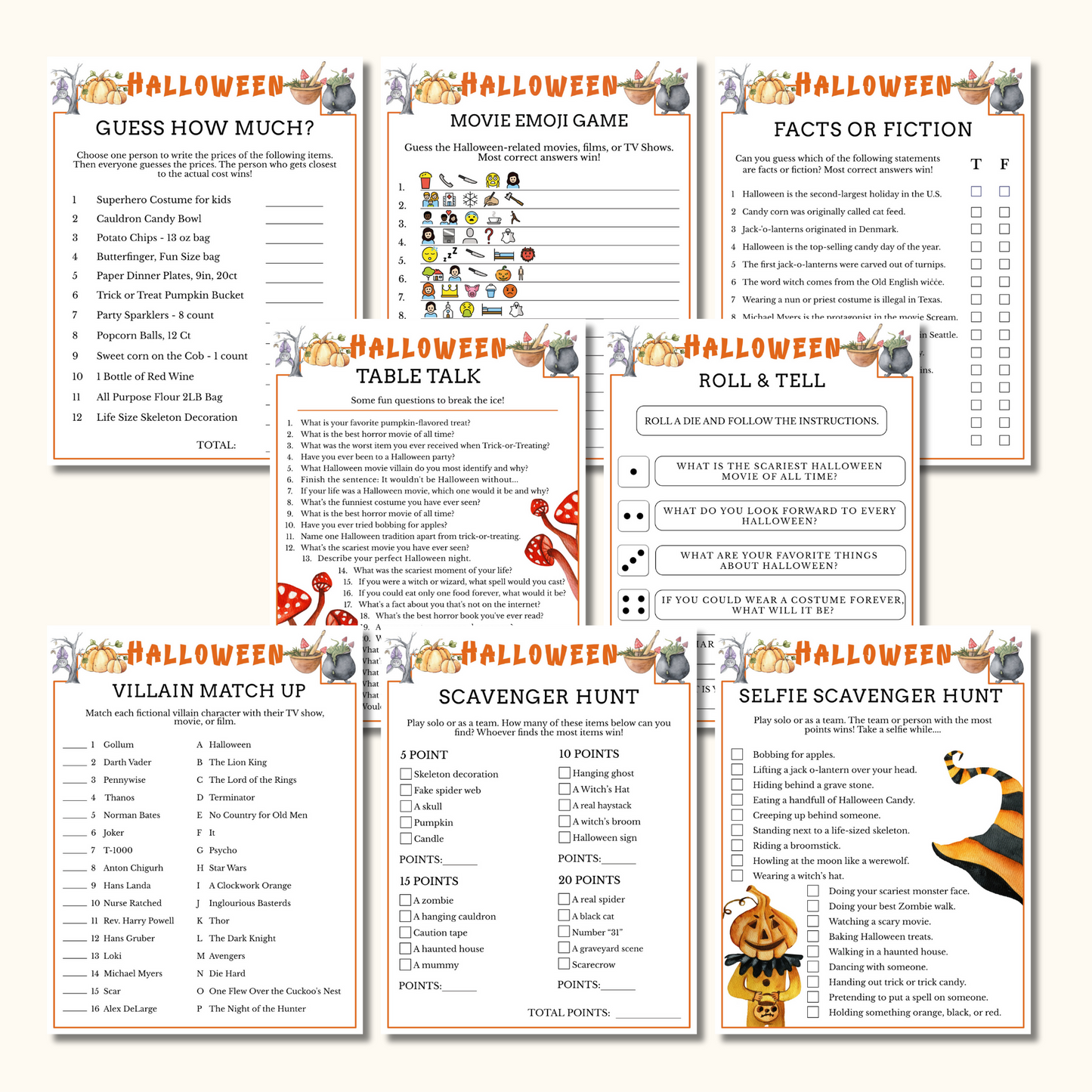 Halloween Party Games - 15 Printable Games