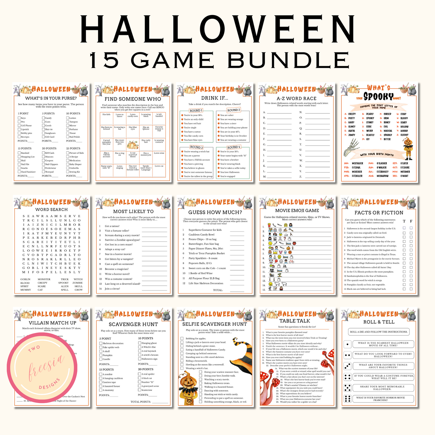 Halloween Party Games - 15 Printable Games