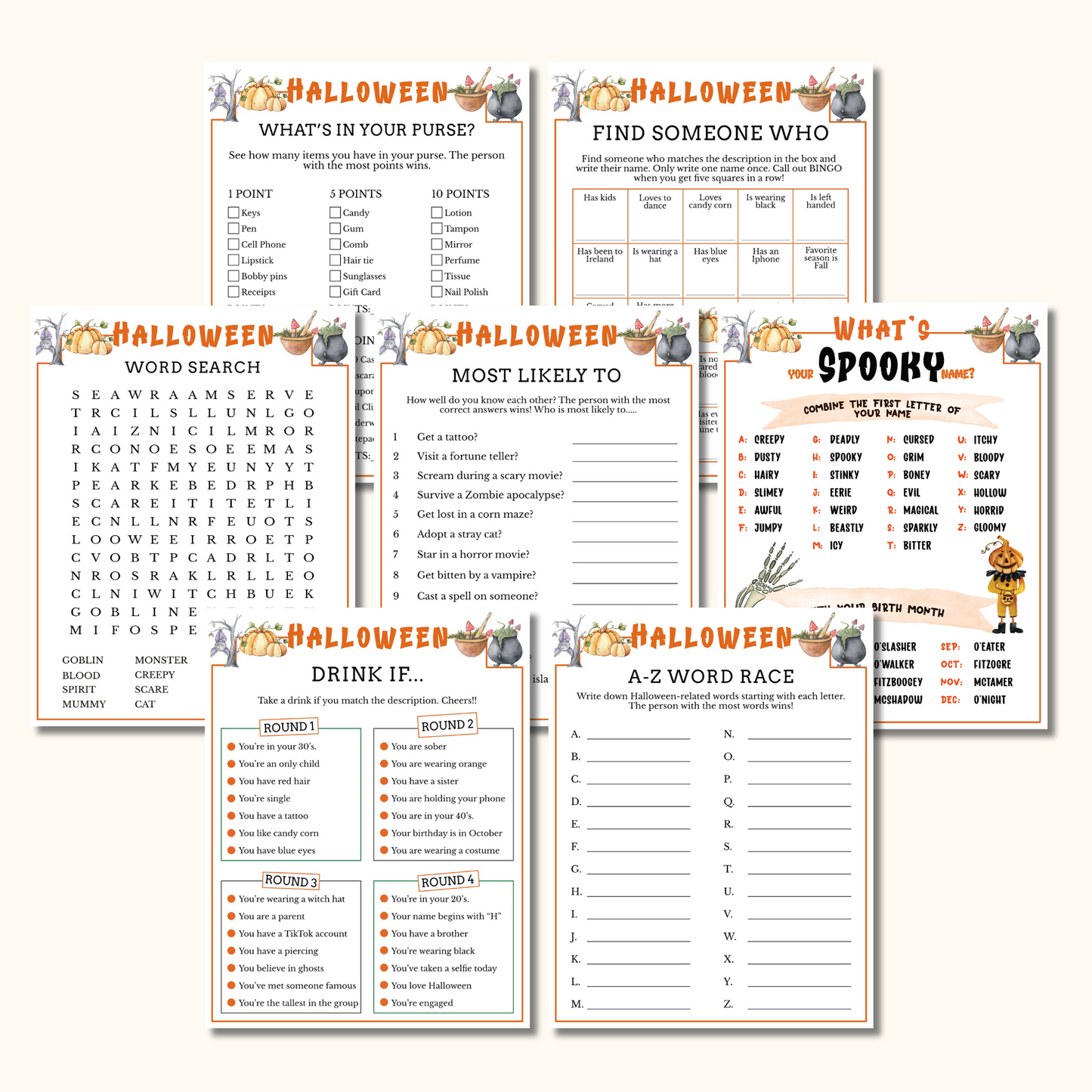 Halloween Party Games - 15 Printable Games