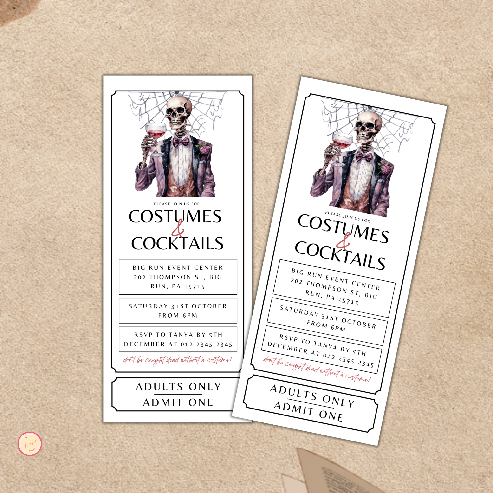 Costumes and Cocktails Ticket Invitation