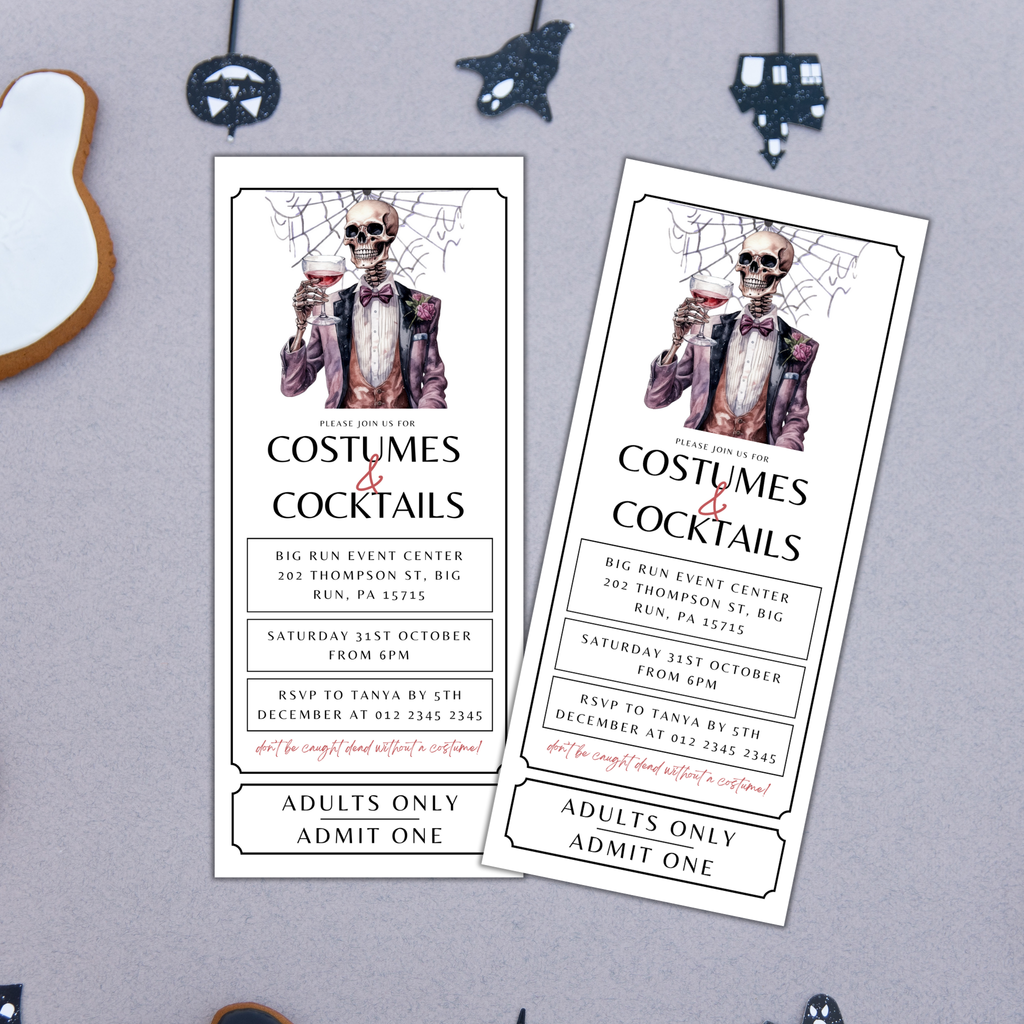 Costumes and Cocktails Ticket Invitation