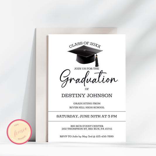 Graduation Party Invitation - Editable Template