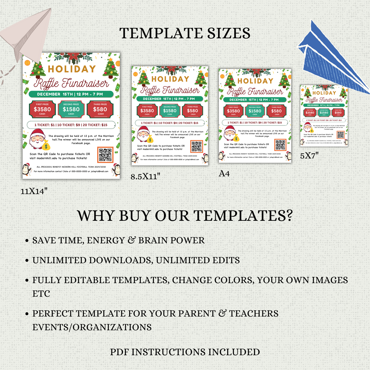 Editable Holiday Raffle Fundraiser Flyer Template | Split the Pot Flyer ...