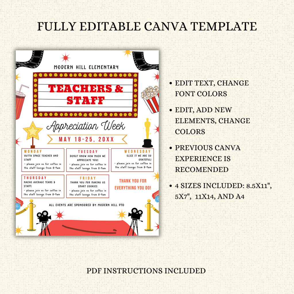 VIP Hollywood Theme Teacher Appreciation Flyer