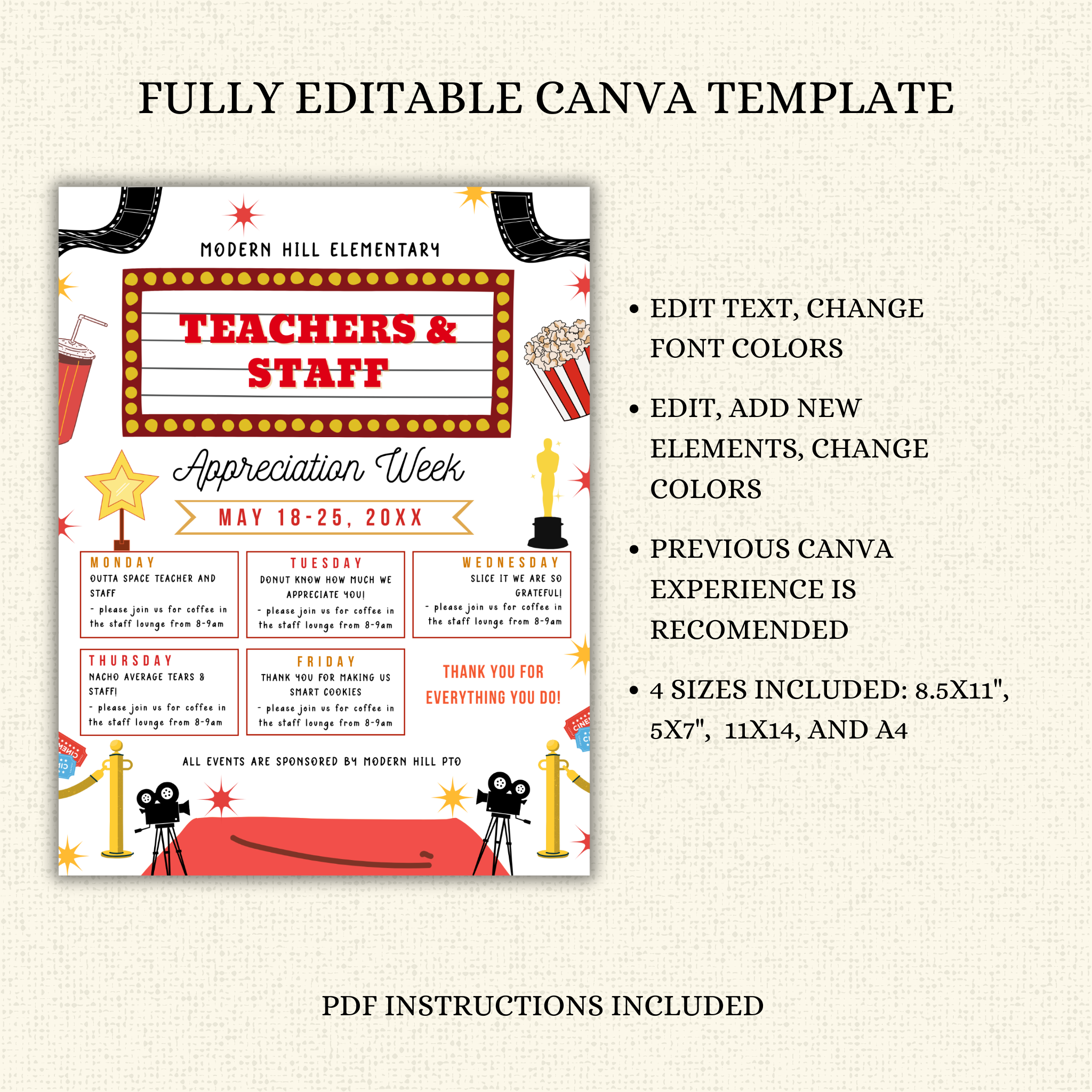 VIP Hollywood Theme Teacher Appreciation Flyer