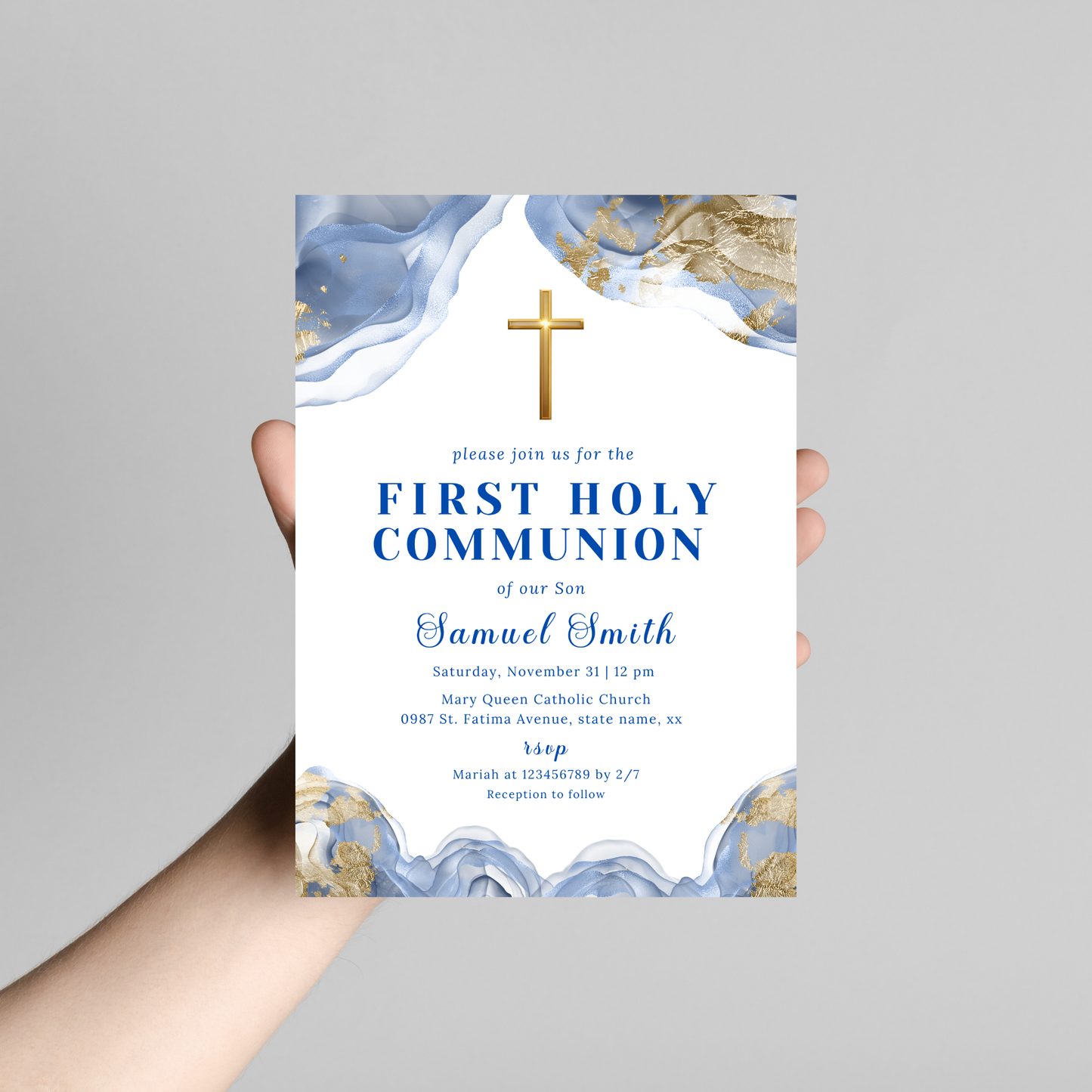 First Holy Communion Invitation - Blue
