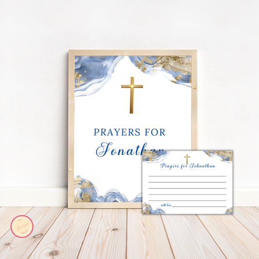 First Communion Prayer Sign and Card - Blue