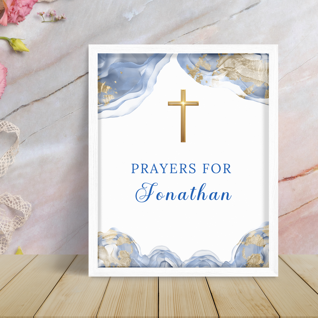 First Communion Prayer Sign and Card - Blue